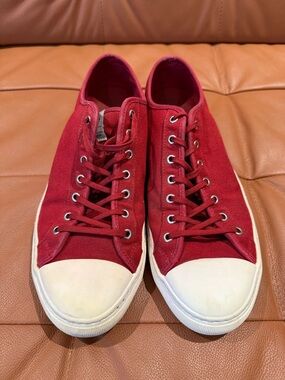 Men's Red Canvas Low-Top Sneakers